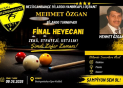 BEZİRGANBAHÇE HANDİKAPLI ÜÇBANT BİLARDO TURNUVASINDA ŞAMPİYON SELÇUK KORKMAZ!